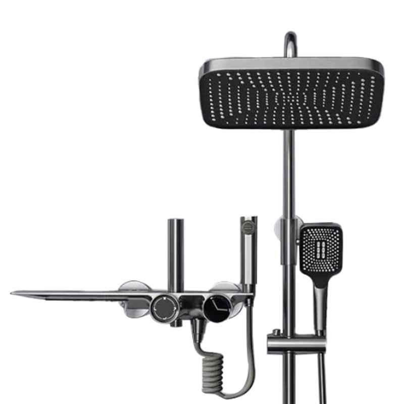 NextGen 10 inch Brass Grey Brushed Finish Thermostat Shower Set