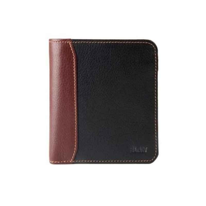 Elan Classic 9x2x11cm 8 Slot Black Leather Vertical Bifold Zipper Coin Wallet, ECW-9605-BL