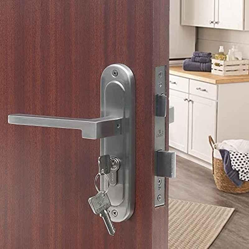 Saze Stainless Steel Matt Finish Cylinder Plate Both Side Key Mortise Door Lock Set with 3 Keys, LB-306