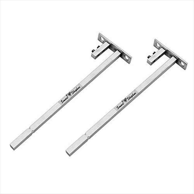 Smart Shophar 2 Pcs 3 inch Stainless Steel Silver F-Type Rectangle Glass Shelf Bracket Set, SHA80SB-FTYR-03SL10-S1 (Pack of 3)