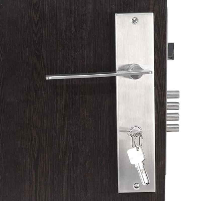 Homexpert Bentley 10 inch 60mm Stainless Steel Silver Cylindrical Plate Both Side Key Mortise Door Lock Set