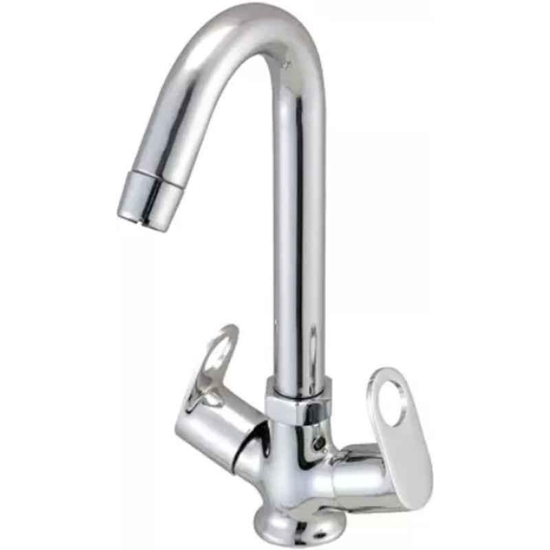 Fastgear Brass Chrome Finish Silver Deck Mount Centre Hole Basin Mixer