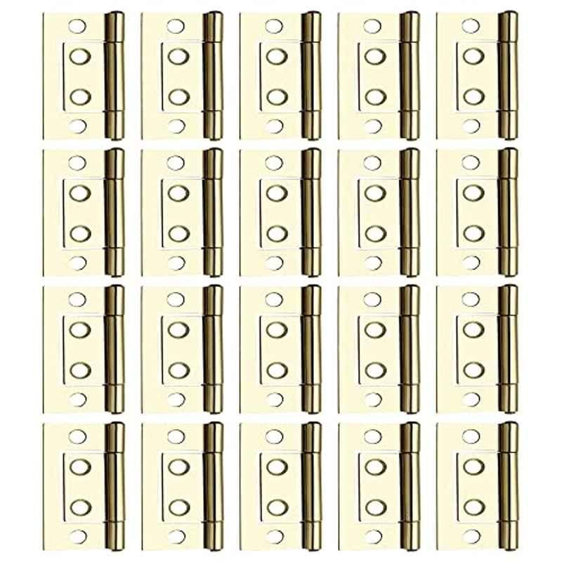 Screwtight 1.5 inch Iron Brass Effect Finish Cabinet Flush Hinge, â€ŽS170701EB-20 (Pack of 20)
