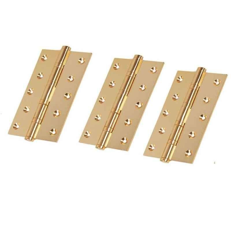 Smart Shophar 4x1.5x3 inch Brass Gold Bearing Hinge, SHA10HG-BEAR-GL4X1.5X3-P3 (Pack of 3)