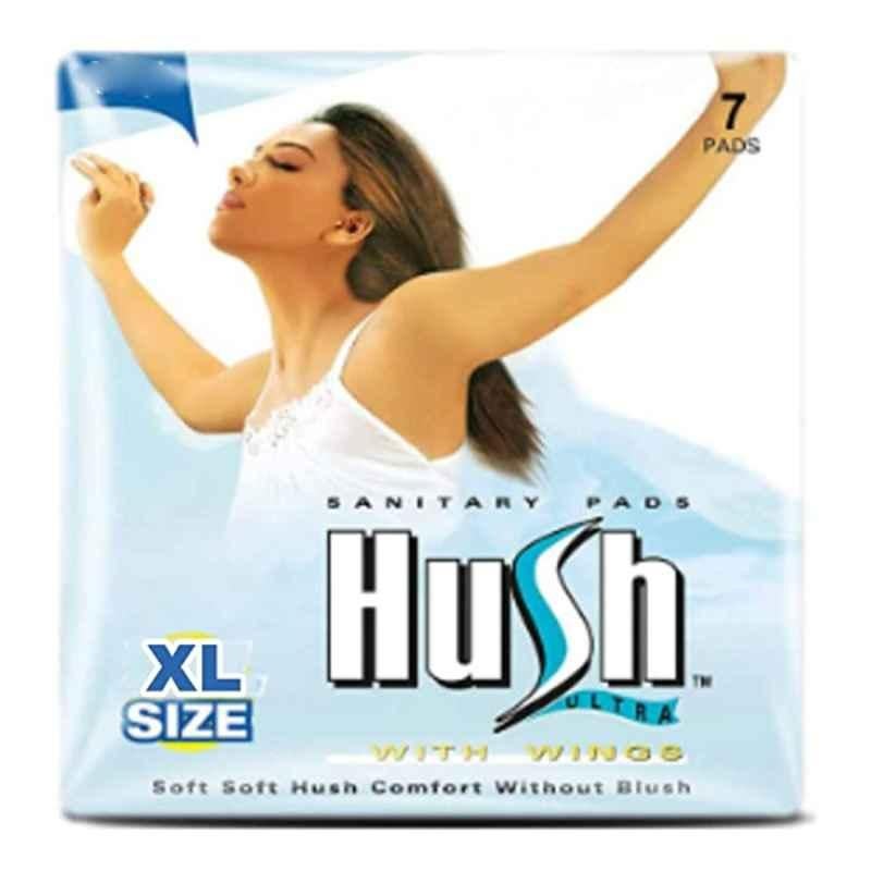 Hush 7 Pcs 280mm Ultra Thin Sanitary Napkins with Wings, E1, Size: XL (Pack of 2)
