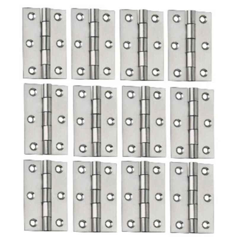 Shri 3 inch Stainless Steel Solid Welded Satin Finish Silver Premium Butt Hinge, 3X16 S-SS (Pack of 12)