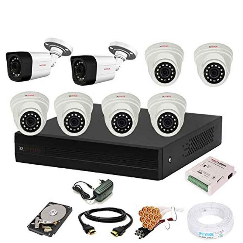 CP Plus 2.4MP White & Black 6 Pcs Indoor, 2 Pcs Outdoor Camera, 2TB Hard Disk & 8 Channel DVR Kit with All Accessories, 8CHDVR-2B-6D-21