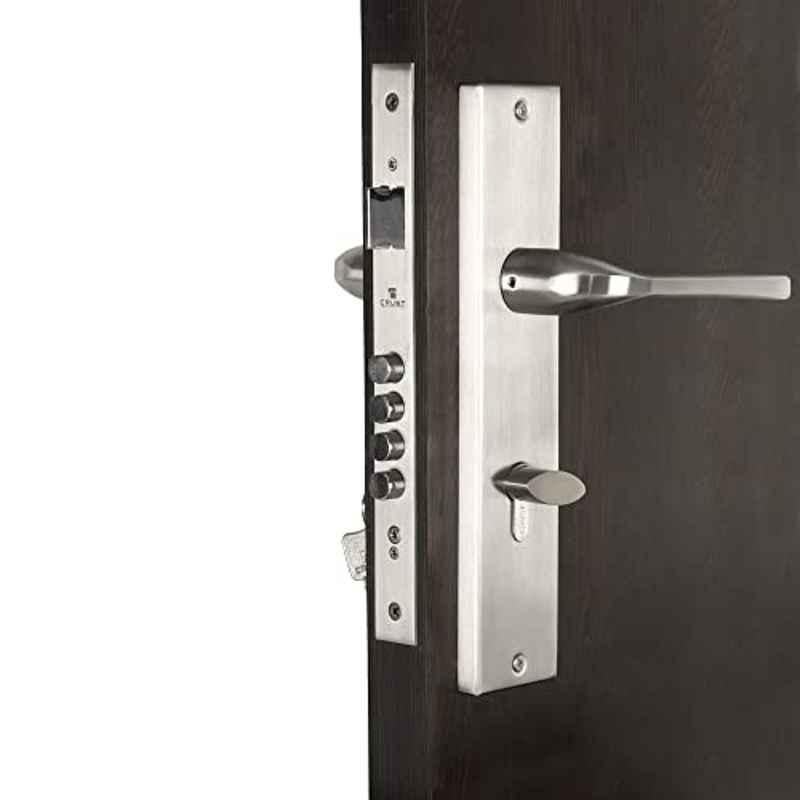 Homexpert Bullet-OSK 10 inch 60mm Stainless Steel Silver Cylindrical Plate One Side Key Mortise Door Lock Set