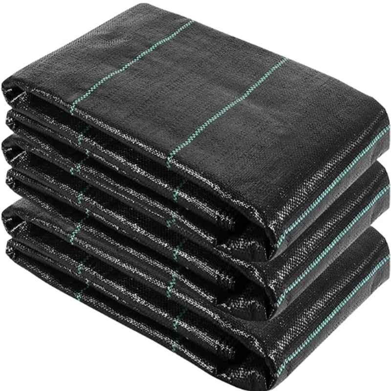 Singhal Premium 4x25m 110 GSM Polypropylene Black Sheet Mat for Garden Weed Control Barrier