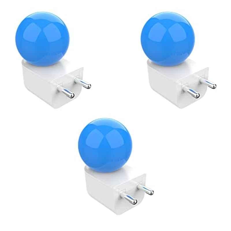 Fybros Bloom 0.5W Polycarbonate Blue Round LED Night Bulb with Plug & Play, FLS5294C (Pack of 3)