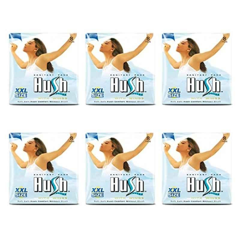 Hush 7 Pcs 320mm Ultra Thin Sanitary Napkins with Wings, E5, Size: XXL (Pack of 6)
