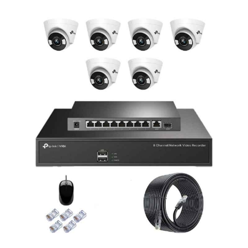 TP-Link VIGI C430 3MP Full Colour Indoor Network IP Combo Kit with 8 Channel NVR, 6 Cameras, 10 Port POE Switch, D-LINK 100M LAN Cable