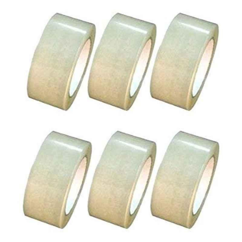Veeshna Polypack 65m 2 inch White Self Adhesive Tape, TT-01 (Pack of 6)