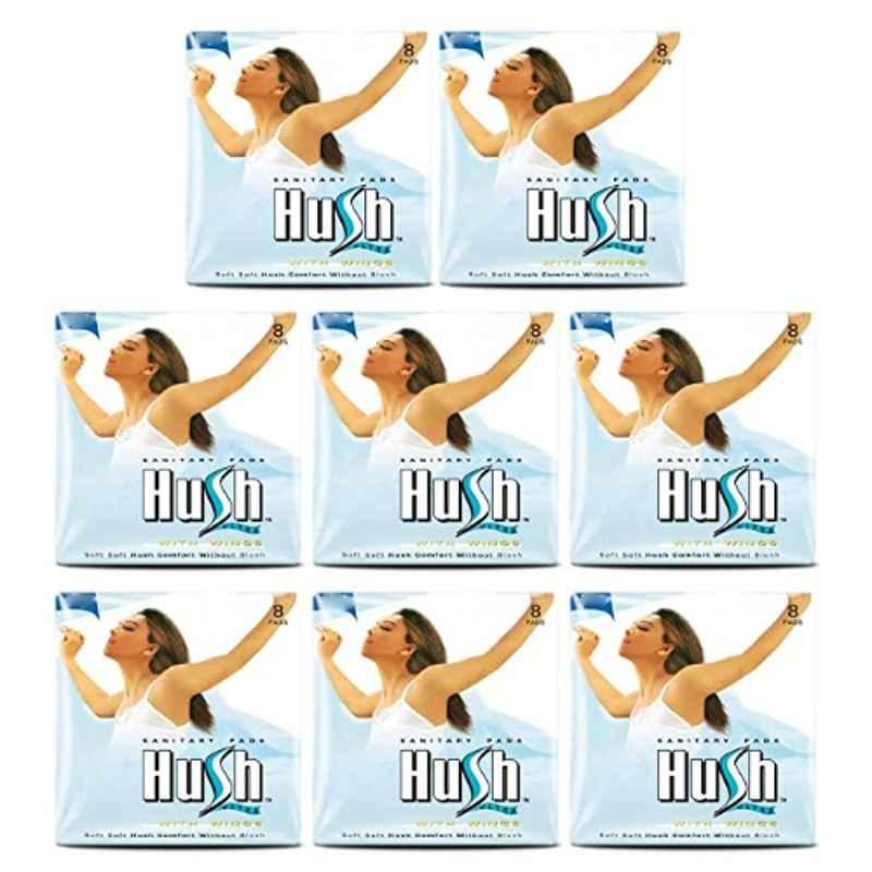 Hush 7 Pcs 280mm Ultra Thin Sanitary Napkins with Wings, E4, Size: XL (Pack of 8)