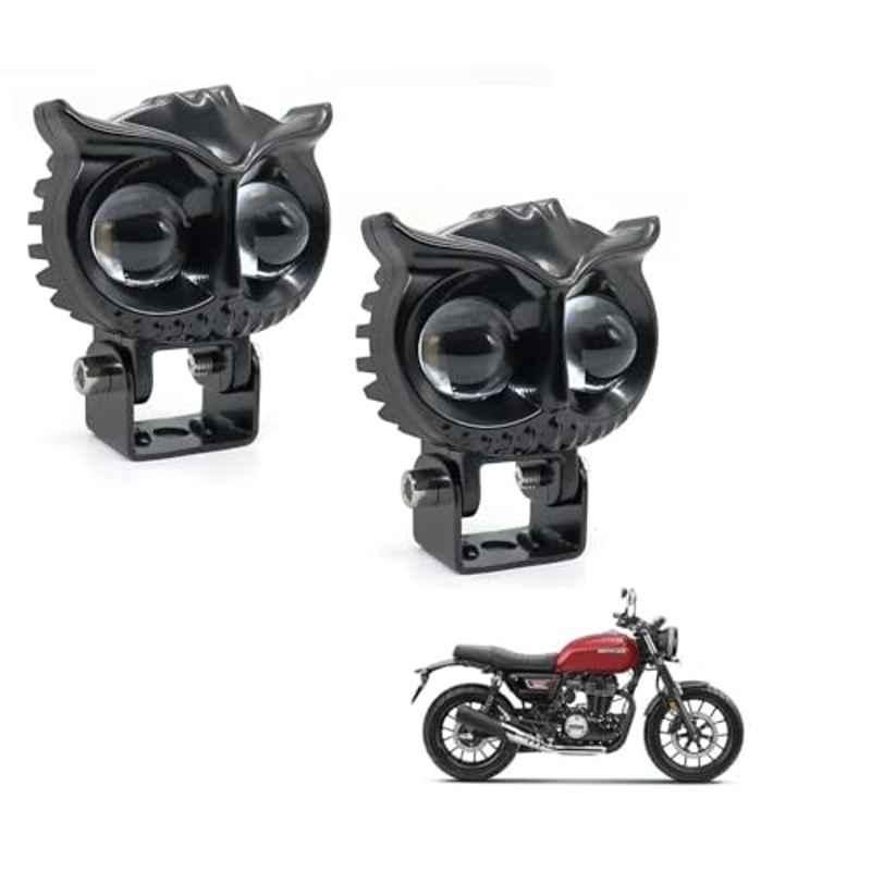 Kozdiko 2 Pcs Yellow & White Owl Eye Shape LED Amber Fog Light Set for Honda Hness CB 350