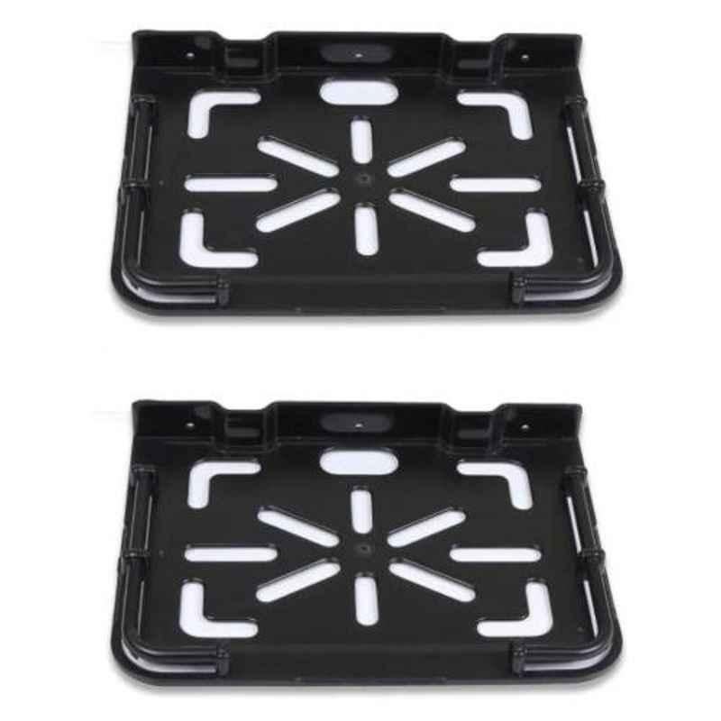 Drizzle 2 Pcs Plastic Black Set Top Box Shelves Set, ASETBOXSHELFBLACK2