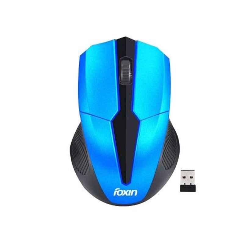 Foxin Elite Blue Wireless Optical Wheel Mouse with Nano Receiver, FWM-9099