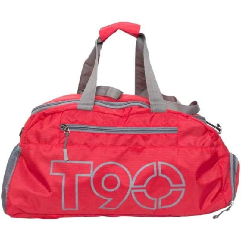 Barcelona T-90 45L Polyester Red Duffel Cum Backpack with Shoes Compartment