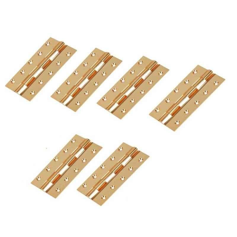 Smart Shophar 3x1x2 inch Brass Gold Railway Hinge, SHA10HG-RAIL-GL3X1X2-P6 (Pack of 6)