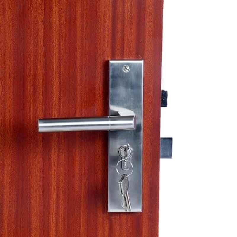 Homexpert MG303 8 inch 60mm Stainless Steel Satin Finish Cylindrical Plate One Side Key Mortise Door Lock Set