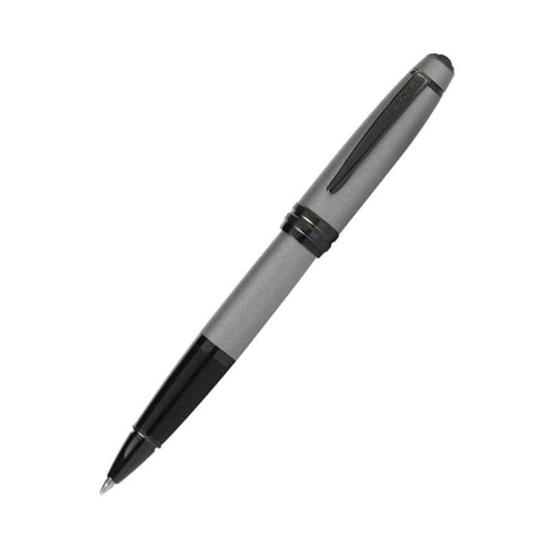 Cross Bailey Black Ink Matte Gray Lacquer Finish Roller Ball Pen with 1 Pc Black Gel Ink Refill Set, AT0455-20