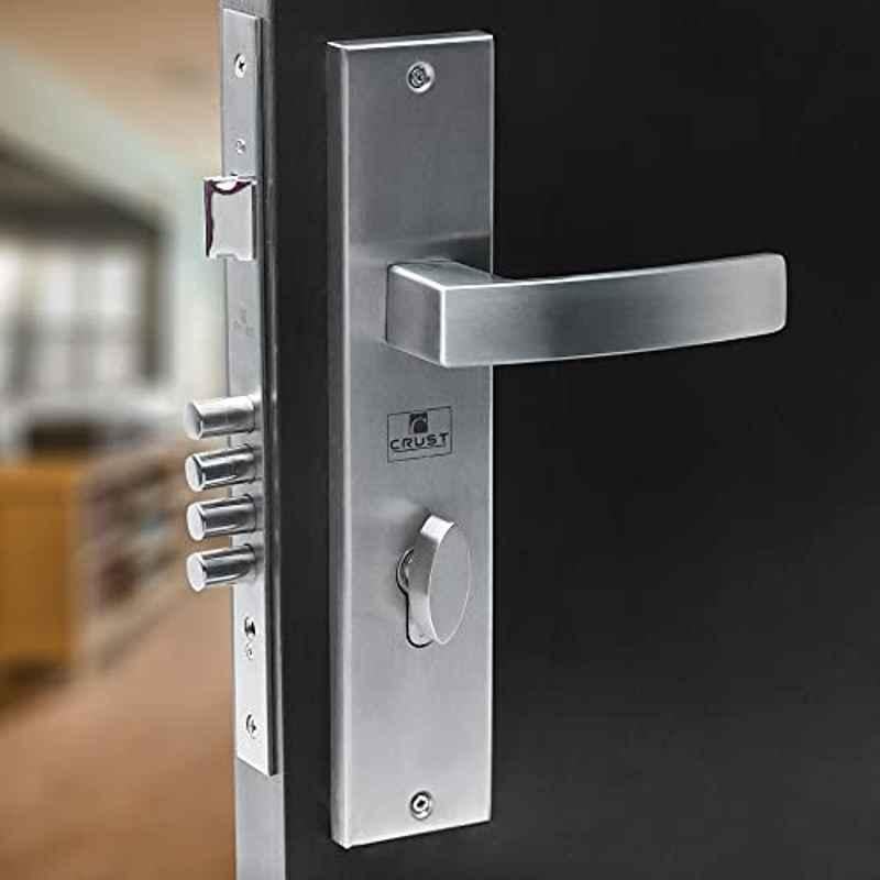 Voltizi 10 inch Stainless Steel Matt Finish Cylindrical Plate Mortise Door Lock Set with 3 Keys, LB10001
