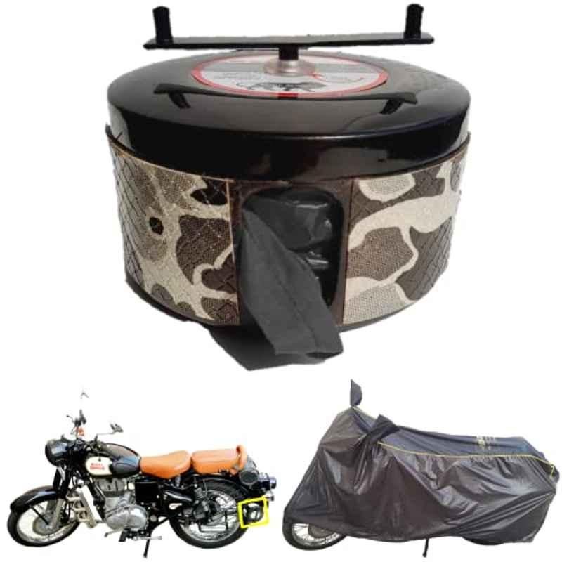 Bike Blazer Gun Metal Black Nylon Taffeta Universal Size Semi-Automatic Bike Body Cover for Royal Enfield Hunter 350 & Scram