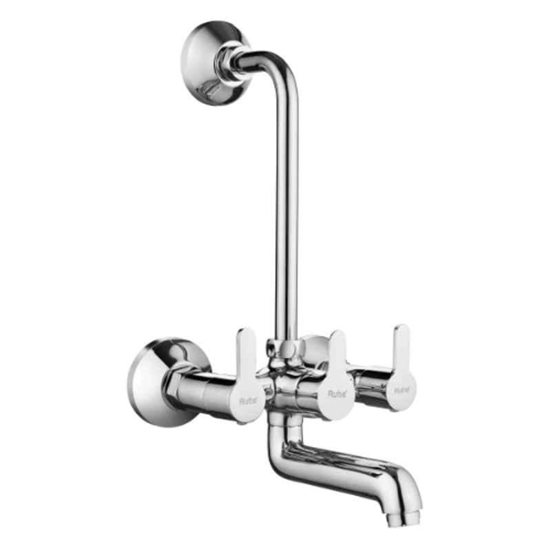 Ruhe Pavo Brass Chrome Finish Wall Mixer with L Bend, 11-0524