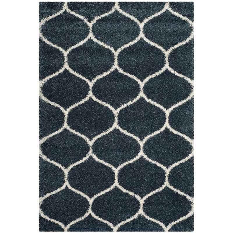 Carpetify 3x5ft Slate Blue & Ivory Fur Shaggy Rug Carpet, 0609YJ0MQY1