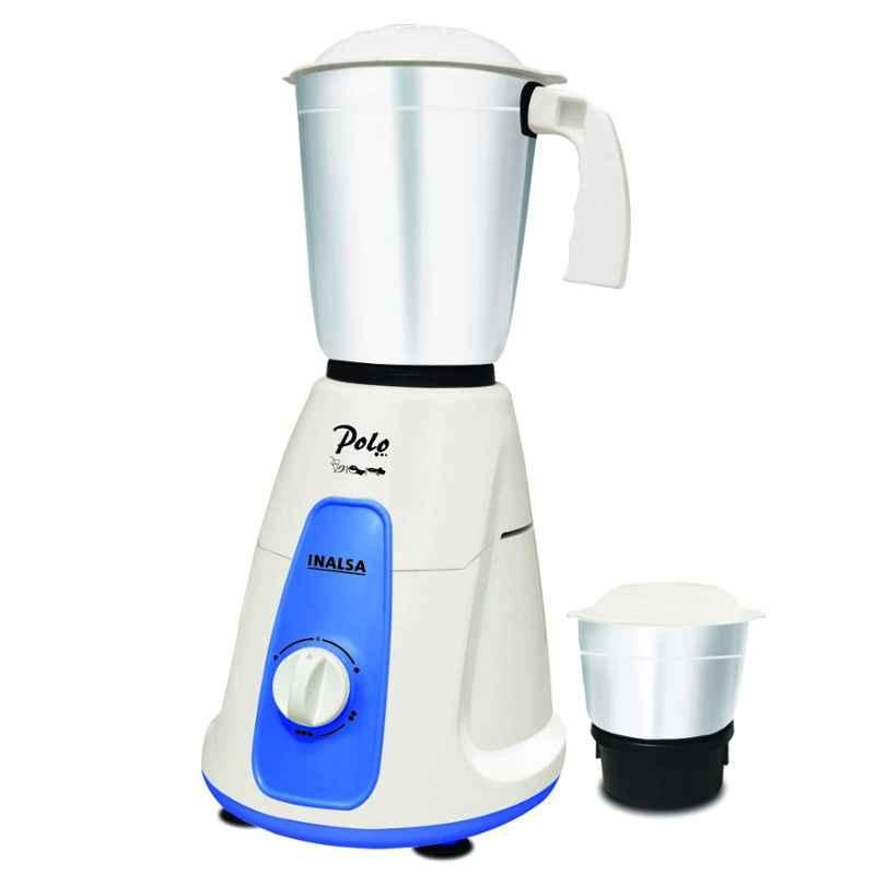 Inalsa Polo 550W ABS White & Blue Mixer Grinder with 2 Jars, IN90800052