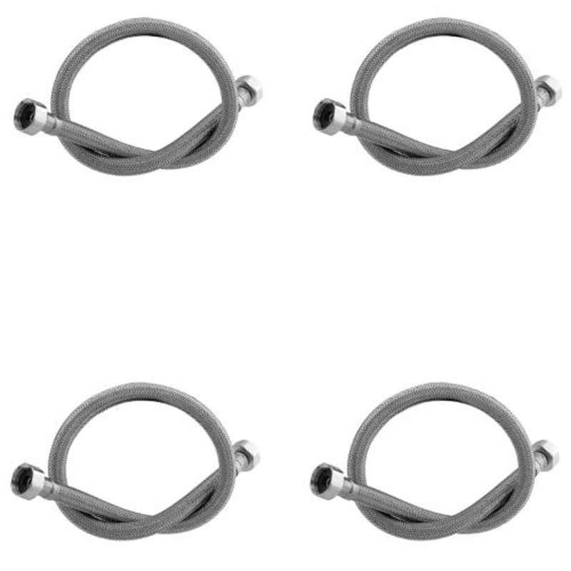 Parryware 1.5ft Stainless Steel Silver Connection Braided Hose Pipe, T754099, (Pack of 4)