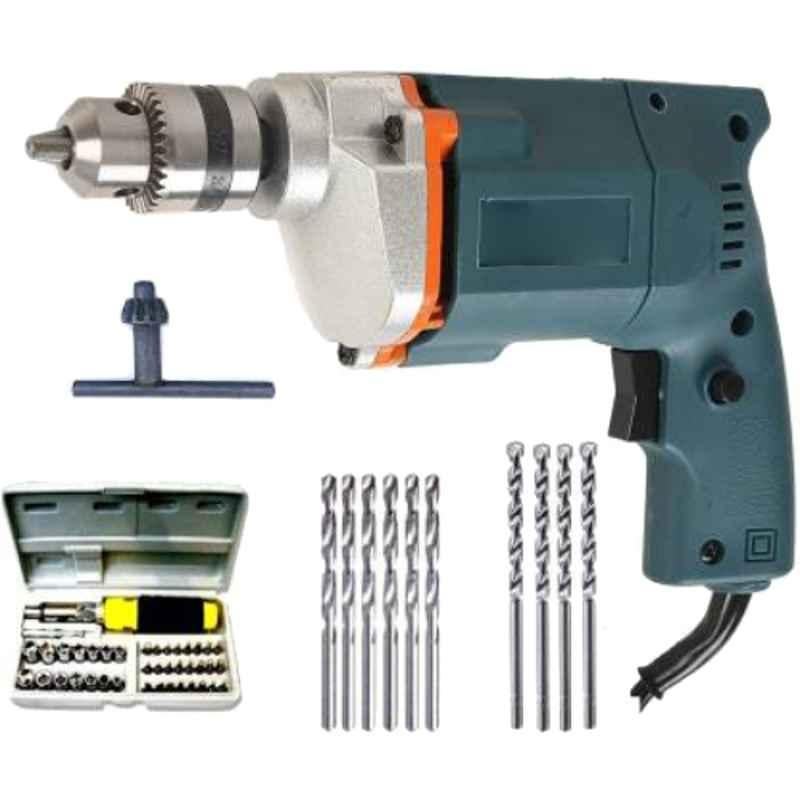 Imported 10mm 300W Blue Drill Machine with 41Pcs Screwdriver, 6 HSS Bit, 4Pcs Masonry Bit Power & Hand Tool Kit
