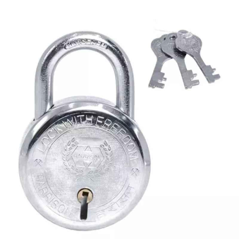 Harrison Premium 65mm Steel Nickel Padlock with 3 Keys