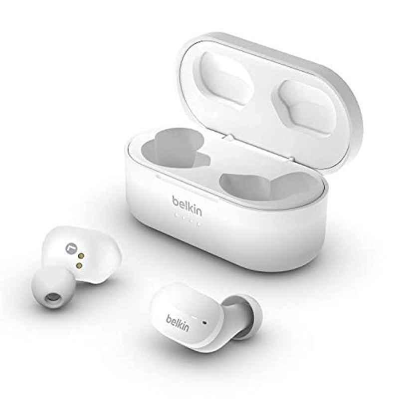 Belkin White Soundform True Wireless Earbuds with Charging Case, AUC001btWH