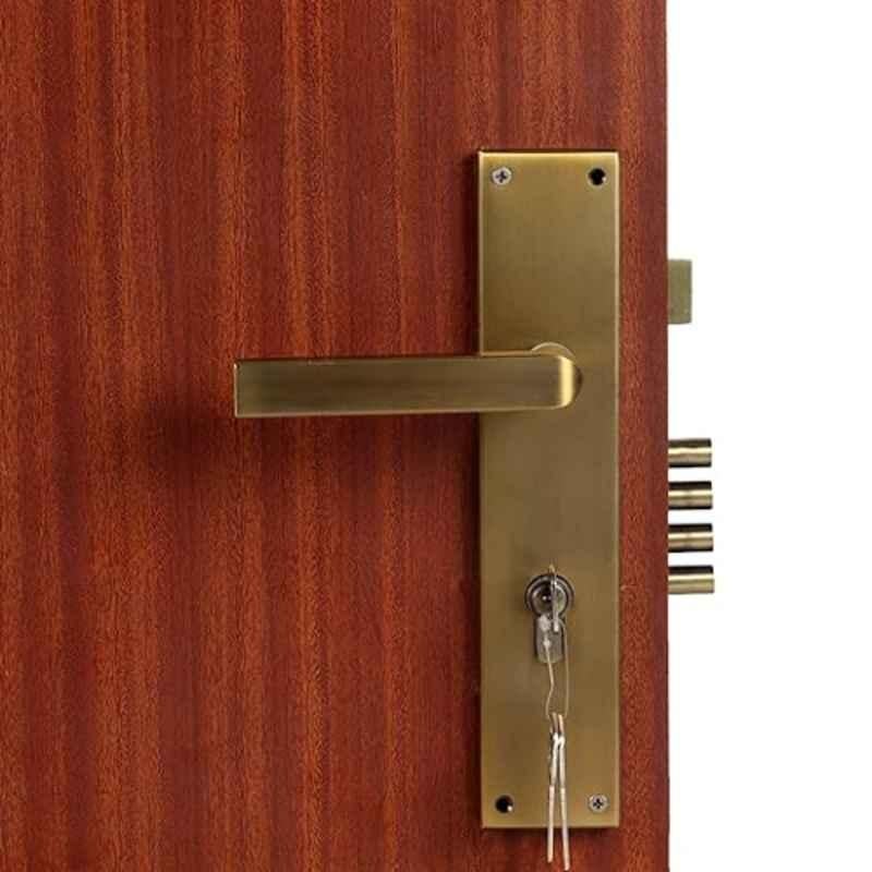 Homexpert MG201 10 inch 60mm Stainless Steel Antique Brass Finish Cylindrical Plate Both Side Key Mortise Door Lock Set