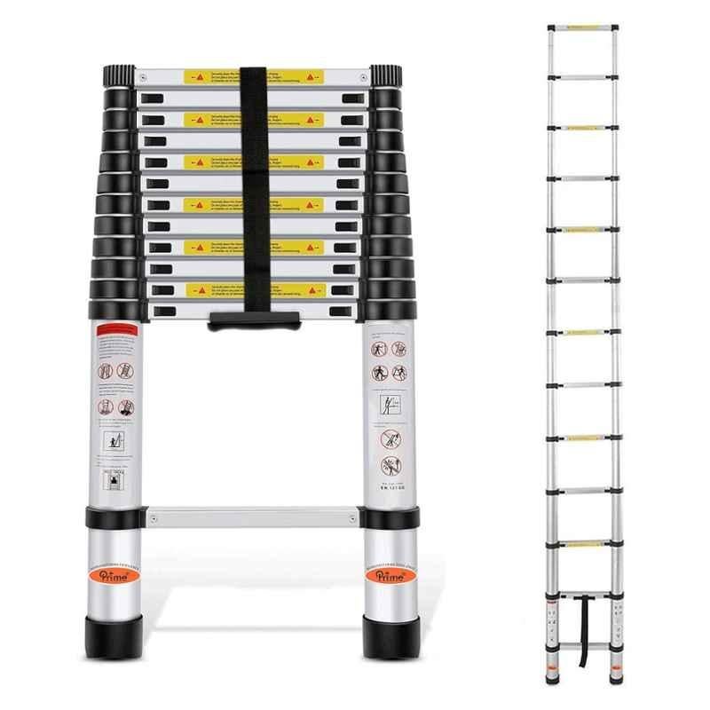 Prime 16 Steps 16.4ft Aluminium Portable & Extension Telescopic Ladder with Anti-Slip Rubber, PT-116