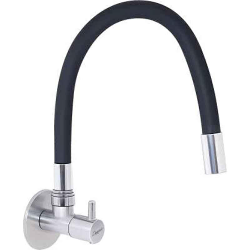 Logger Brass Polished Finish Sink Cock with Flexible Silicone Swivel Spout, â€ŽBLACK-SP-1