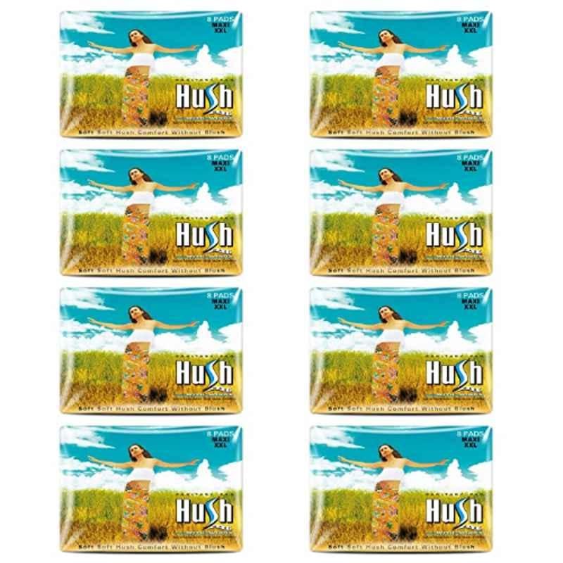 Hush Maxi 8 Pcs 320mm Sanitary Napkins with Wings, E10 (Pack of 8)