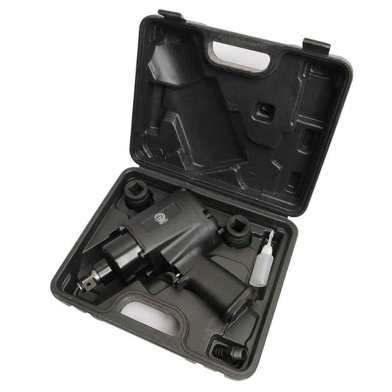 HULK 3/4 inch 1450Nm Alloy Steel Black Air Impact Wrench with 2 Sockets, AT32A