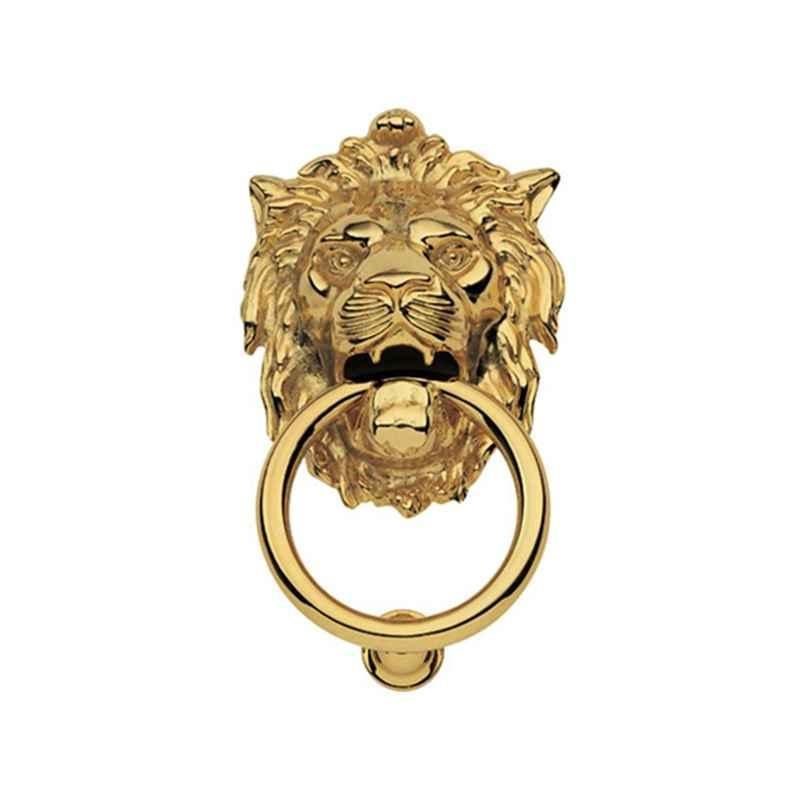 Smart Shophar 6.5 inch Brass Gold Lion Door Knocker, SHA10DK-LION-GL6.5-P1