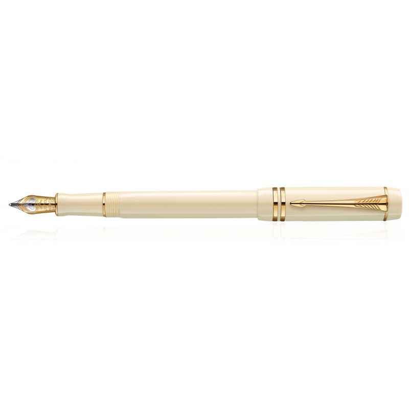 Parker Duofold White Ivorine Centennial xxlarge Nib Gold Trim Fountain Pen, 9000023711