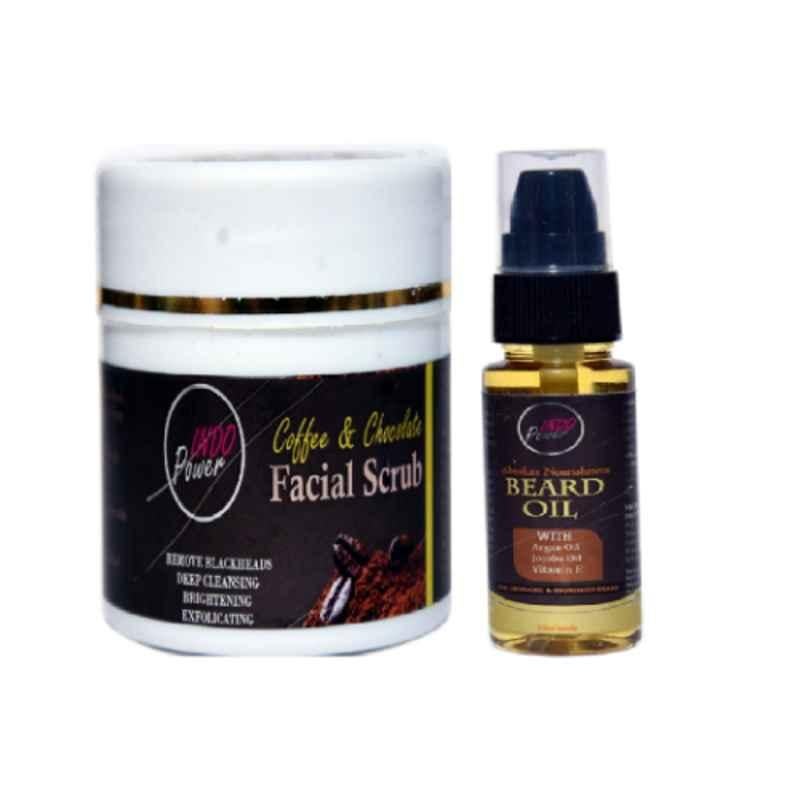 Indopower DD221 100g Coffee & Chocolate Facial Scrub with 30ml Absolute Nourishment Beard Oil Combo Pack