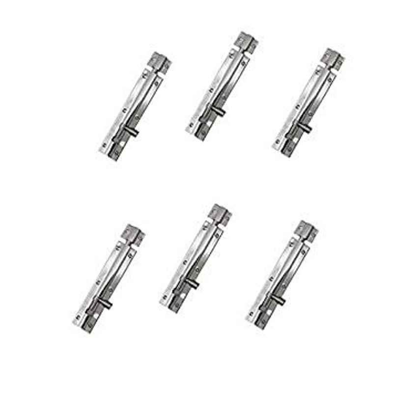 Smart Shophar 4 inch Stainless Steel Silver Premium Tower Bolt, SHA40TW-Prem-SL04-P6 (Pack of 6)