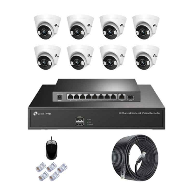 TP-Link VIGI C440 4MP Full Colour Indoor Network IP Combo Kit with 8 Channel NVR, 8 Cameras, 10 Port POE Switch, D-LINK 100M LAN Cable