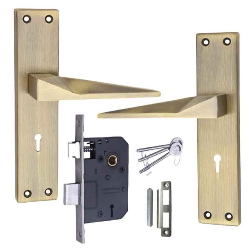 ATOM 8 inch Iron Brass Antique Finish Mortise Door Lock Set, MH-802-KY-BA