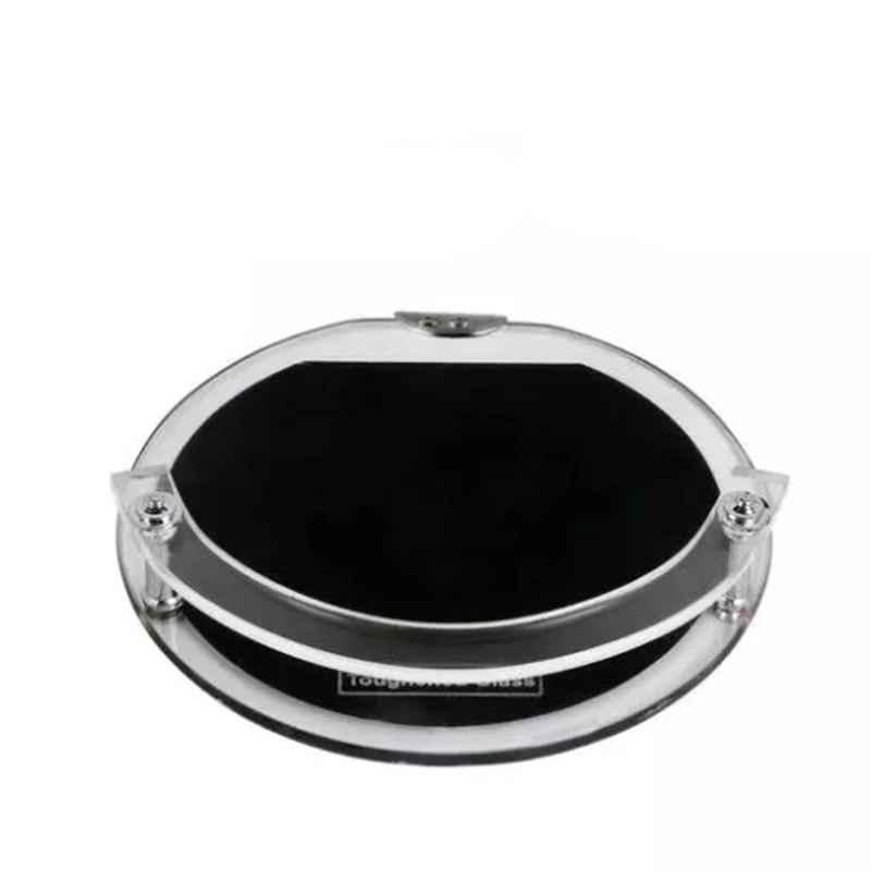 Harbalife 6x6 inch Black Round Toughened Glass Wall Shelf, TS5MM66AR3AVSP2BC