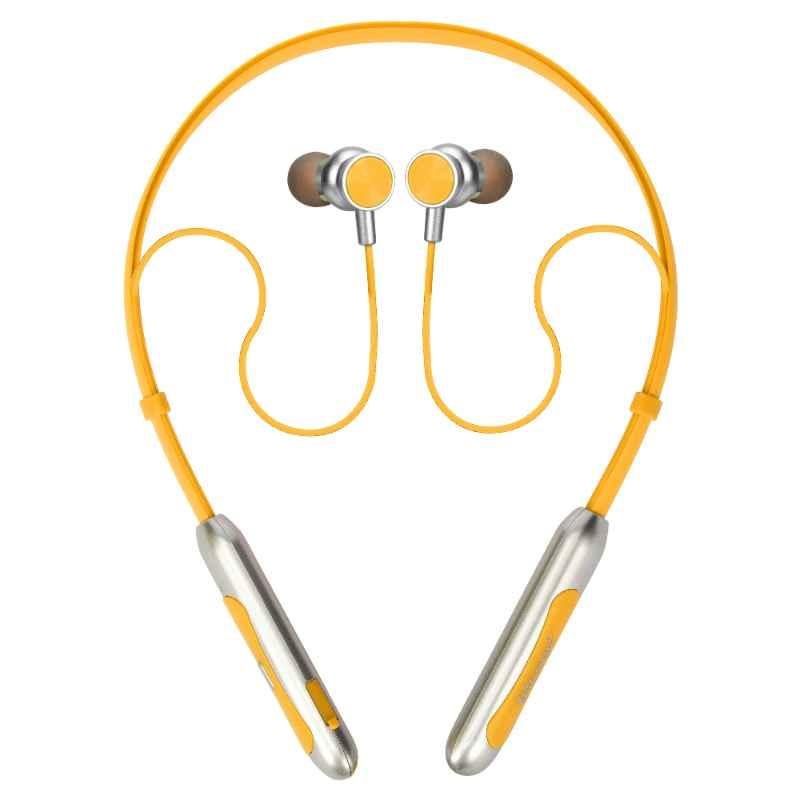 Hitage Fluorescent Yellow Bluetooth Neckband Earphone with 30hr Music Time, NBT-5658