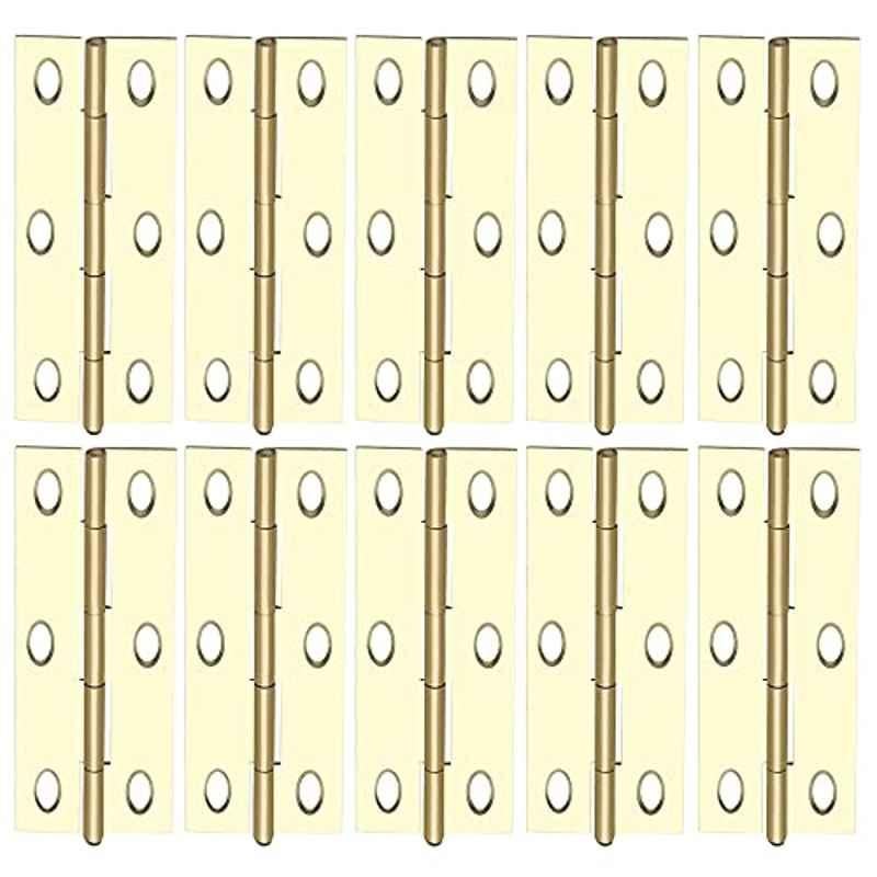 Screwtight 3 inch Iron Door & Cabinet Butt Hinge with Brass Plated Finish, S170105EB-10 (Pack of 10)