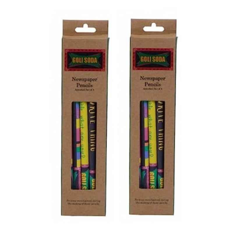 Goli Soda 5 Pcs Multicolour Printed Newspaper Pencil Set, GSP001x4 (Pack of 4)