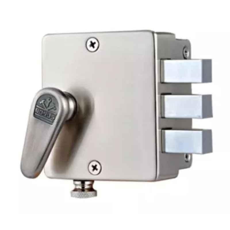 Bonus Champion Brush Steel Stainless Steel Rim lock with 4 Keys
